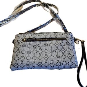 NWT Nanette Lepore Monogram Crossbody Purse, Black & Gray